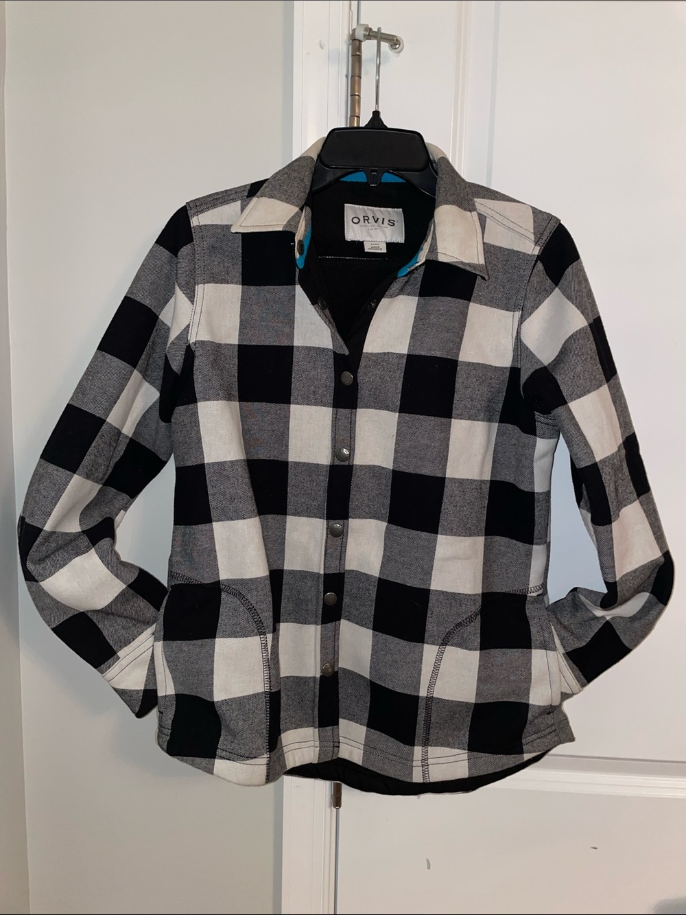 Orvis Black and White Buffalo Plaid Snap-Front Jacket
